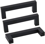 goldenwarm 50 Pack 4 Inch Black Cabinet Handles Matte Black Drawer Pulls Stainless Steel Cabinets Hardware Square Bar Modern for Kitchen Bathroom Cupboard