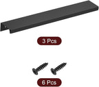 uxcell Cabinet Finger Edge Pull, 3pcs 200mm / 7.87" Aluminum Alloy Back Mount Hidden Cabinet Pulls Concealed Handle for Home Kitchen Drawer Cabinet, Black