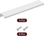 uxcell Cabinet Finger Edge Pull, 3pcs 200mm / 7.87" Aluminum Alloy Back Mount Hidden Cabinet Pulls Concealed Handle for Home Kitchen Drawer Cabinet, Silver