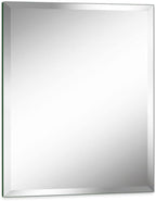 16"x20" Frameless Rectangle Wall Mirror with 1 inch Beveled Edge for Bathroom Vanity