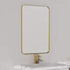 VocalStar Gold Bathroom Mirror for Wall, 22 x 30 Inch Metal Framed Rounded Rectangle Vanity Mirror Modern Farmhouse, 1/4-inch Shatterproof Glass | Ultra-Flush Hanging