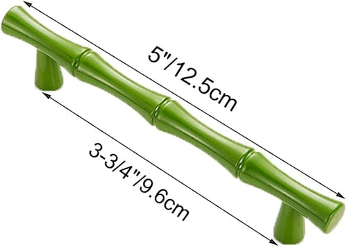 10pcs Cabinet Handles Hole Centers 3-3/4",Bamboo Shape Kitchen Cupboard Dresser Closet Drawer Door Pulls Green