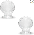 MroMax Tiny Pull Handle Round Diamond Acrylic Mini Knob 17mm Diameter Clear Shiny Cute Decoration for Jewelry Box, Gift Case and Makeup Box 2Pcs