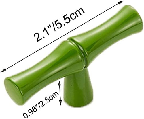 10pcs Cabinet Knobs Single Hole,Bamboo Shape Kitchen Cupboard Dresser Closet Drawer Door Handles Pulls Green