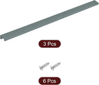 uxcell Cabinet Finger Edge Pull, 3pcs 500mm / 19.69" Aluminum Alloy Back Mount Hidden Cabinet Pulls Concealed Handle for Home Kitchen Drawer Cabinet, Gray