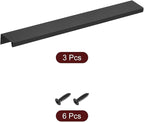 uxcell Cabinet Finger Edge Pull, 3pcs 250mm / 9.84" Aluminum Alloy Back Mount Hidden Cabinet Pulls Concealed Handle for Home Kitchen Drawer Cabinet, Black