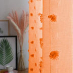 MYSKY HOME Pom Pom Orange Sheer Curtains for Bedroom Girls Room Curtains 72 Inches Long for Nursery Kids Light Filtering Boho Window Drapes, Rod Pocket, 52" Wide, 2 Panels