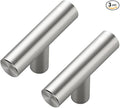 3 Pack Brushed Nickel Cabinet Knobs - Kitchen Cabinet Knobs Silver Cabinet Pulls for Kitchen Cabinet Drawer Stainless Steel Dresser Knobs for Cabinet Hardware 2in Length Single Hole T Bar