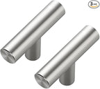 3 Pack Brushed Nickel Cabinet Knobs - Kitchen Cabinet Knobs Silver Cabinet Pulls for Kitchen Cabinet Drawer Stainless Steel Dresser Knobs for Cabinet Hardware 2in Length Single Hole T Bar