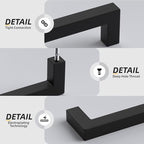 goldenwarm 60 Pack 6-1/4 Inch Black Cabinet Handles Matte Black Drawer Pulls Stainless Steel Cabinets Hardware Square Bar Modern for Kitchen Bathroom Cupboard