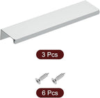 uxcell Cabinet Finger Edge Pull, 3pcs 150mm / 5.91" Aluminum Alloy Back Mount Hidden Cabinet Pulls Concealed Handle for Home Kitchen Drawer Cabinet, Silver