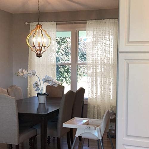 MYSKY HOME Beige Sheer Short Curtains with Pom Pom for Small Windows Bedroom Nursery Kids Girls Room Curtains Cafe Kitchen Light Filtering Boho Drapes, Rod Pocket,52 x 54 Inches, 2 Panels
