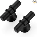 25 Pack Matte Black Cabinet Knobs - Kitchen Cabinet Knobs Black Cabinet Pulls for Kitchen Cabinet Drawer Stainless Steel Dresser Knobs for Cabinet Hardware 2 Inch Length Single Hole T Bar