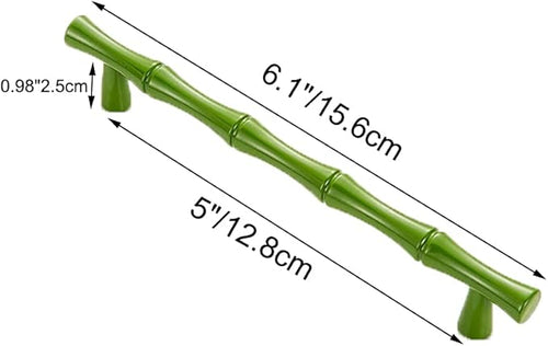 10pcs Cabinet Handles Hole Centers 5",Bamboo Shape Kitchen Cupboard Dresser Closet Drawer Door Pulls Green