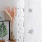 MYSKY HOME White Sheer Short Curtains with Pom Pom for Small Windows Bedroom Nursery Kids Girls Room Curtains Cafe Kitchen Light Filtering Boho Drapes, Rod Pocket,38 x 45 Inches, 2 Panels