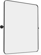 24" x 32" Pivot Rectangle Bathroom Mirror Tilting Beveled Black Metal Framed Vanity Mirrors for Wall, Tempered Glass