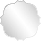 KOHROS Square Scalloped Bathroom Mirror 24" Frameless Beveled Bathroom Vanity Mirror, Anti-Rust, Tempered Glass, Wall Mirror for Bathroom Entryway Bedroom