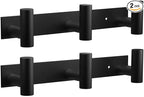 VAEHOLD Black Hat and Coat Wall Mount Rack - 3 Hooks for Robes, Bags, Keys, and Towels - Bathroom Towel Hanger Organizer (2 Pack)