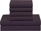 Sweet Home Collection 7 Piece Comforter Set Bag Solid Color All Season Soft Down Alternative Blanket & Luxurious Microfiber Bed Sheets, Purple, Twin