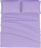 Mejoroom King Size Bed Sheet Set - Hotel Luxury 1800 Bedding Sheets & Pillowcases - 16" Deep Pocket Fitted Sheet, Soft, Breathable, Wrinkle & Fade Resistant - 4 Piece(King,Violet)