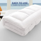 ELEMUSE 1300 GSM Overfilled Mattress Topper Queen with Baffle Box Design,Extra Thick Cooling Pillow Top Pad, 400TC Cotton Cover, Plush & Support Snow Down Alternative, White
