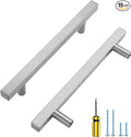 Ravinte Brushed Nickel Cabinet Handles 15 Pack 5 inch Satin Nickel Square Cabinet Pulls Silver Hardware for Kitchen Cabinets Modern Cabinet Pulls 7-3/8 inch Overall Length Stainless Steel Drawer Pulls