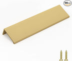goldenwarm 100 Pack Gold Finger Edge Pulls Drawer Finger Pulls Champagne Gold Kitchen Hardware Handles Bedroom Dresser Drawers,6-1/4 in Hole Center