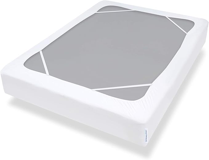 Box Spring Cover California King Size with Smooth and Elastic Woven Material, Alternates for Bed Skirt, Wrinkle & Fading Resistant, Washable, Dustproof, White