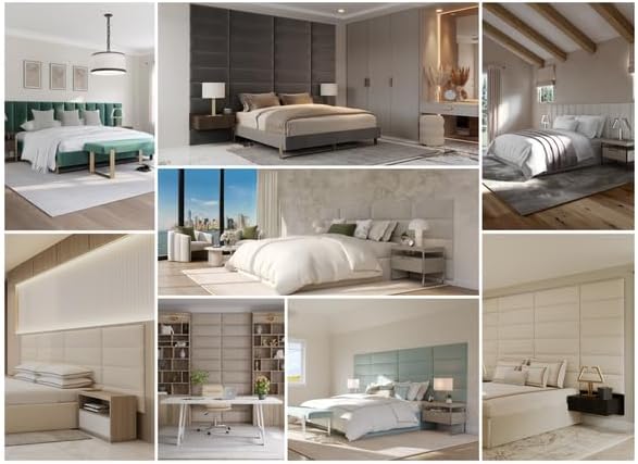 Vänt Upholstered Wall Panels - Queen/Full Size Wall Mounted Velvet Headboards - Velvet Antique Blue - Set of 4 Panels (Each Individual Panel 30"x11.5")