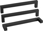 goldenwarm 150 Pack 8 Inch Black Cabinet Handles Matte Black Drawer Pulls Stainless Steel Cabinets Hardware Square Bar Modern for Kitchen Bathroom Cupboard