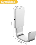 BESy Brass Clothes Hook Single Towel Hook for Bathroom Kitchen Garage Square Style Robe Hooks Coat and Hat Hook, Self Adhesive with Glue or Wall Mounted with Screws, Two Packs, Polished Chrome