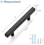 Ravinte Black Cabinet Handles 10 Pack 3-1/2 inch Matte Black Square Cabinet Pulls Kitchen Hardware 6 inch Overall Length Kitchen Drawer Pulls