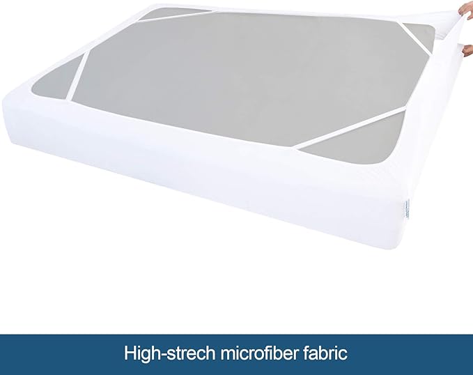 Box Spring Cover California King Size with Smooth and Elastic Woven Material, Alternates for Bed Skirt, Wrinkle & Fading Resistant, Washable, Dustproof, White