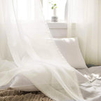MIULEE Sheer Window Scarf Valance Elegant Topper Long Window Treatment Swag Curtain Drapes for Party Ceremony Canopy Bed, Wedding Arch Draping Fabric One Panel, 37'' x 216'', Ivory