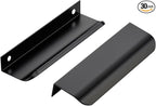Ravinte Hardware 30 Pack Black Cabinet Handles, 5 Inch (128mm) Finger Edge Pulls, 4 Inch Hole Center, Finger Pulls for Cabinets