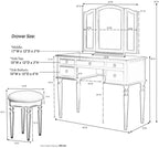 BOBKONA F4072 St. Croix Collection Vanity Set with Stool, Black