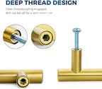 JOY DECOR 10 Pack Cabinet Handles, Gold Cabinet Pulls, 3-3/4 in Hole Center Kitchen Cabinet Handles, Stainless Steel T Bar Handles for Dresser Drawers