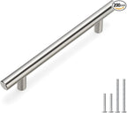 homdiy 200 Pack Cabinet Pulls Brushed Nickel Cabinet Door Handles - HD201SN Cabinet Handles Bar Cabinet Pulls Stainless Steel Cabinet Hardware for Kitchen Cabinets, 5in Hole Centers