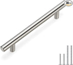 homdiy 30 Pack | Cabinet Handles Brushed Nickel Round Bar Cabinet Pulls 5in Hole Center HD201SN Stainless Steel Drawer Pulls Kitchen Cabinet Handles Cupboard Handles 20 Pack