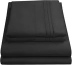 California King Sheet Sets - Breathable Luxury Sheets with Full Elastic & Secure Corner Straps Built In - 1800 Supreme Collection Cal King Deep Pocket Bedding Set, Sheet Set, California King, Black