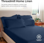 Threadmill Luxury 800 Thread Count Queen 100% Cotton Sheets - Folkstone Blue Sateen Weave Bed-Sheets, Better Than Egyptian Cotton,4 Pc Solid Soft Bed Set, Fits 16" Deep Pocket
