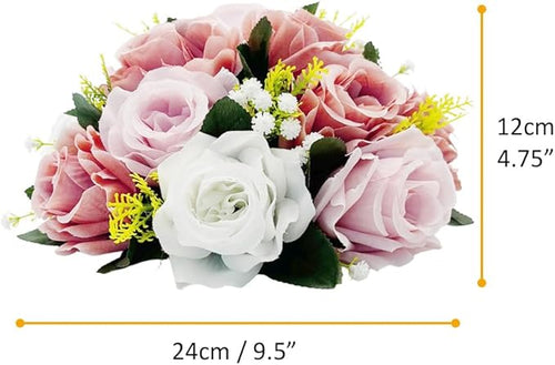 10Pcs Artificial Flower Balls for Centerpieces, Large Round Rose Balls for Parties Valentine's Day Wedding Centerpieces and Home Office Decor (Dusty Pink & White)