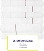 Cal King Size Bed Sheets - 6 Piece 1500 Supreme Collection Fine Brushed Microfiber Deep Pocket California King Sheet Set Bedding - 2 Extra Pillow Cases, Great Value, California King, Window Pane White