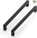 JOY DECOR 40 Pack Cabinet Handles, Black Cabinet Pulls, 7-1/2 Inch Kitchen Closet Handles Square Drawer Pulls Stainless Steel Drawer Hardware, 192mm Hole Centers