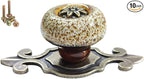 10 Pack Retro Ceramic Knobs,Vintage Dresser Kitchen Petal Cabinet Pulls Rustic Zinc Alloy Base Back Plate Kid Cupboard Wardrobe Drawer Door Handles (Leopard Print White)