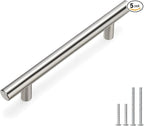 homdiy Brushed Nickel Cabinet Handles Drawer Pulls - HD201SN Cabinet Pulls 4in Hole Centers Cabinet Hardware 5Pack Cabinet Door Handles for Kitchen Cabinets