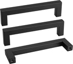 goldenwarm 45 Pack 4-1/2 Inch Black Cabinet Handles Matte Black Drawer Pulls Stainless Steel Cabinets Hardware Square Bar Modern for Kitchen Bathroom Cupboard