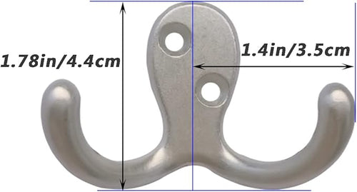 10pcs Coat Hooks Hardware, Wall Hooks Heavy Duty Hooks for Hanging Coats Double No Rust Hook Wall Mounted for Key, Towel, Bags, Cup, Hat (Silvery)