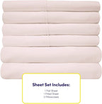 Twin XL Size Bed Sheets - 4 Piece 1500 Supreme Collection Fine Brushed Microfiber Deep Pocket Twin X-Large Sheet Set Bedding - 1 EXTRA PILLOW CASES, GREAT VALUE, Twin XL, Pale Pink
