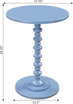 Convenience Concepts Palm Beach Spindle Table 17.75" - Traditional Round End Table for Living Room, Turned Solid Wood Side Table, Classic Display Pedestal Table, Blue